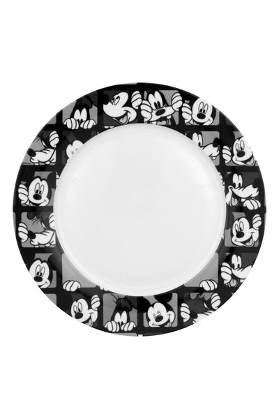 Set of 3 Mickey Mouse Dinner Plates Disney White Black 