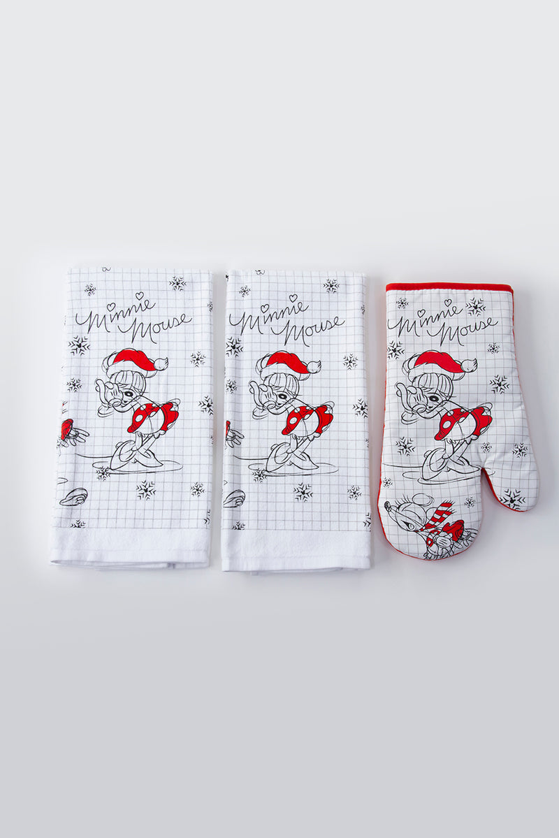 Minnie Sketchbook Christmas Kitchen Textile Set